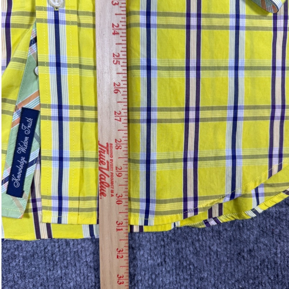 Robert Graham Mens XL Yellow Plaid Button Down Shirt Knowledge Wisdom Truth Long - Picture 6 of 8